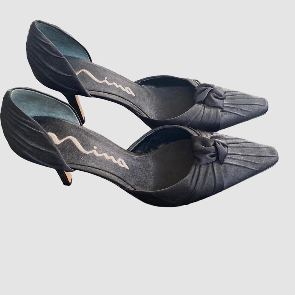 Nina Satin Heels Leather Soles worn once